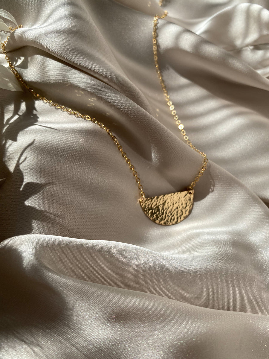 Hammered Half Moon Necklace - 14K Gold Filled