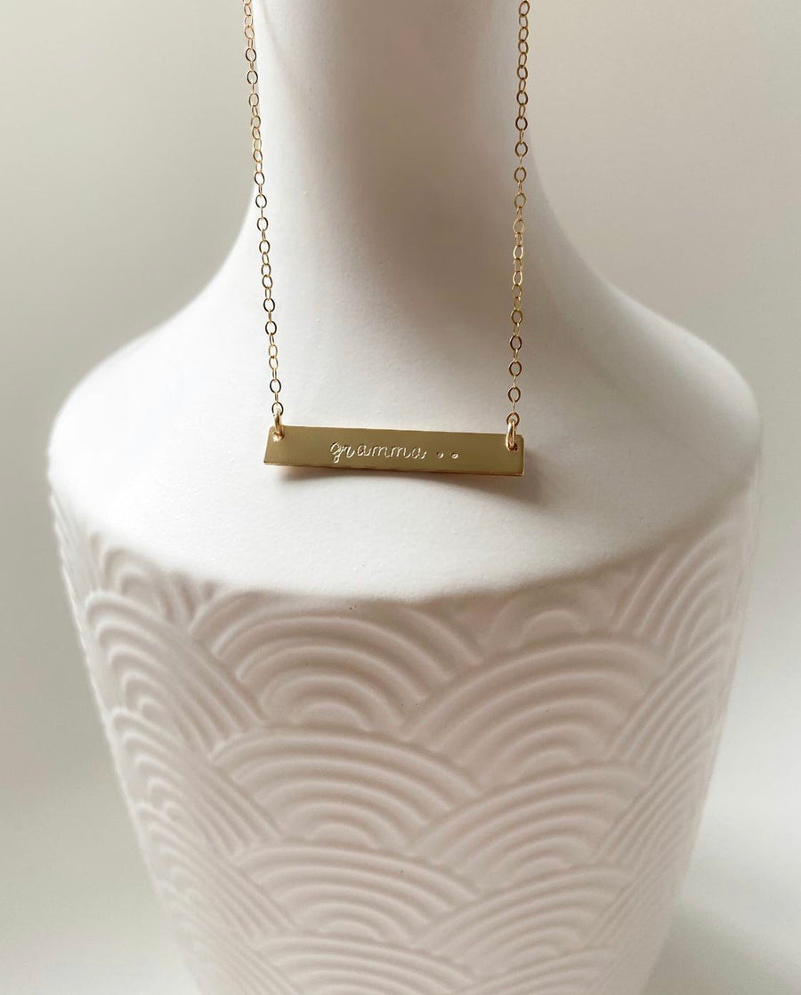 Childs Bar Necklace - Personalized - 14k Gold Filled