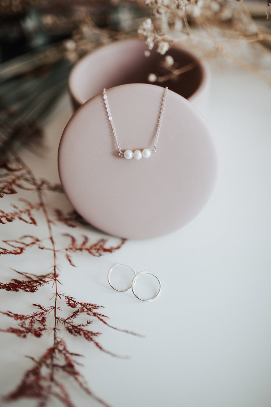Three pearl sterling silver necklace - hypoallergenic - high quality - made to last - tarnish resistant - dainty necklace