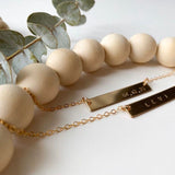 Kids custom gold bar neckace - made with highest quality 14/20 Gold fill - tarnish resistant and made to last - baby, toddler, teen, girl.