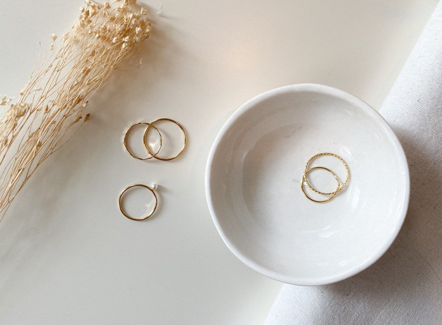 Hammered Gold Fill Skinny Ring - Tarnish Resistant - High Quality - hypoallergenic - Stacking rings - Thin simple band