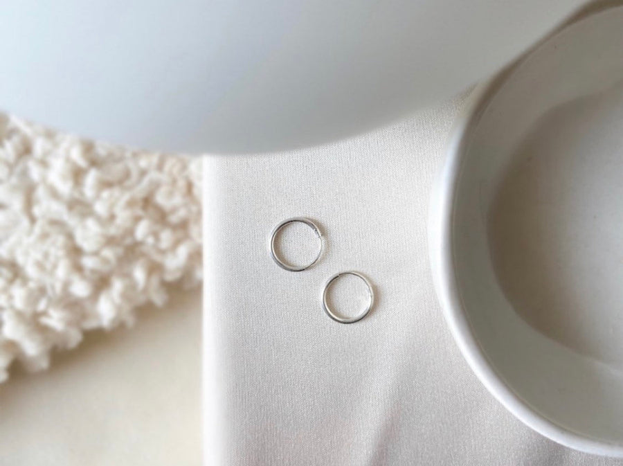 12mm sterling silver huggie hoops - small hoops - high quality - hypoallergenic - good for sensitive ears - endless sleeper hoops