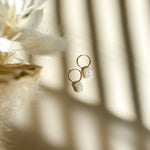 Square fresh water Pearl hoops - 14k gold fill hoops - High quality - Good for sensitive ears - 24mm hoops