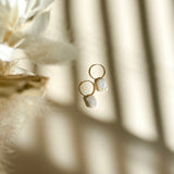 Square fresh water Pearl hoops - 14k gold fill hoops - High quality - Good for sensitive ears - 24mm hoops