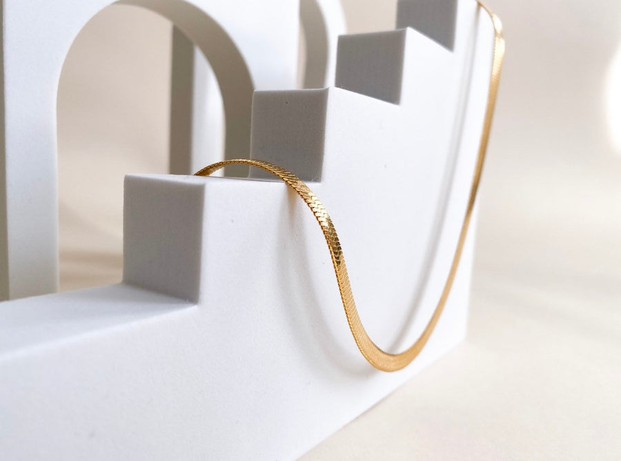 14k Gold filled herringbone necklace - 3mm or 4mm - Tarnish resistant - high quality - collarbone length