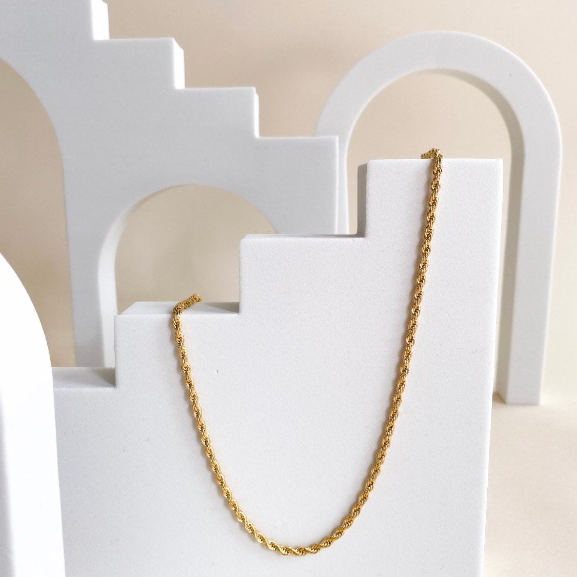 Thick double roped necklace - 3mm - Tarnish resistant - high quality - 18 inches - Gold roped chain