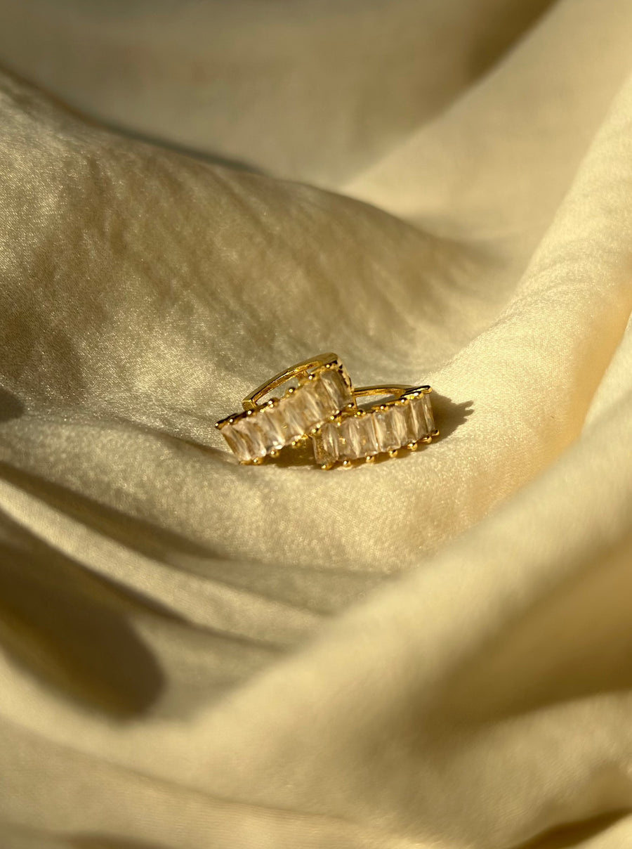 Baguette Diamond Hoop Earrings - 14k Gold Filled