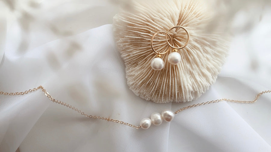 Three Pearl Necklace - 14k Gold Filled