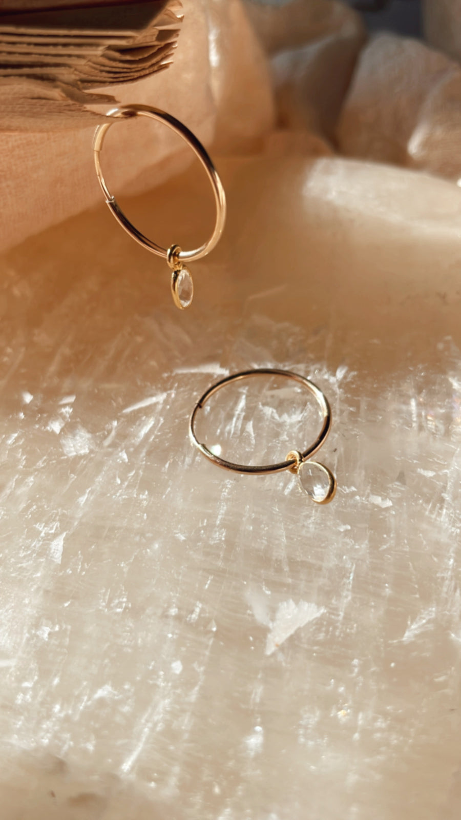 Large Crystal Hoops - 14k Gold Filled